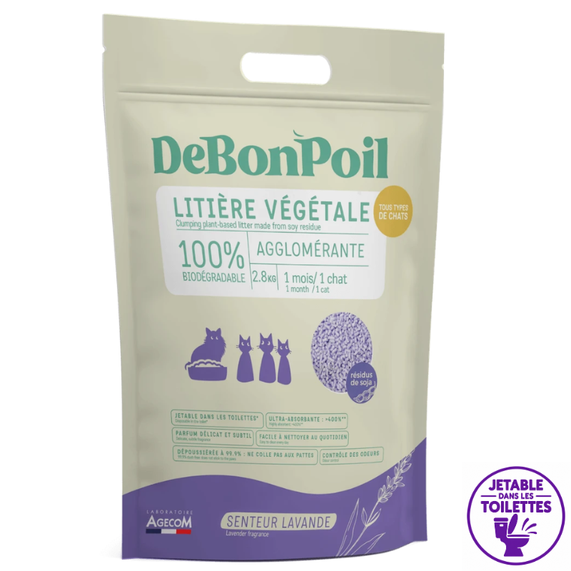 Design sans titre (12) DeBonPoil – Litière végétale au Soja senteur lavande – Image 1