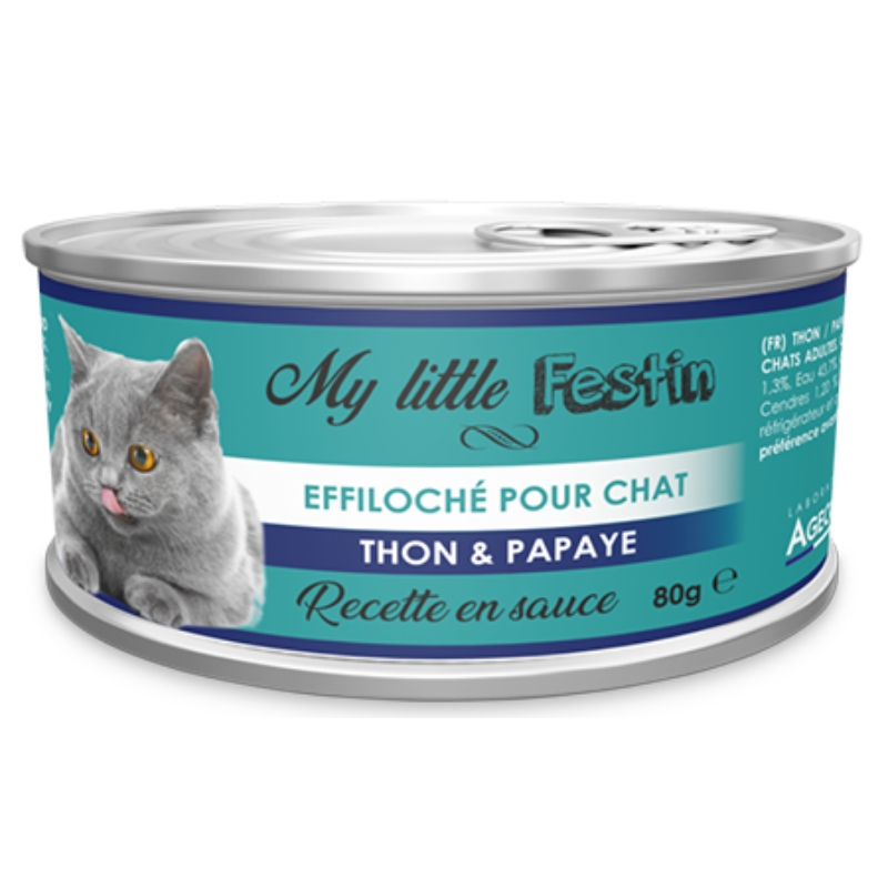 My-little-festin-thon-papaye-en-sauce-80-gr-chat MY LITTLE FESTIN - Boîte pour chat - thon Papaye - recette en sauce - 80 gr – Image 1