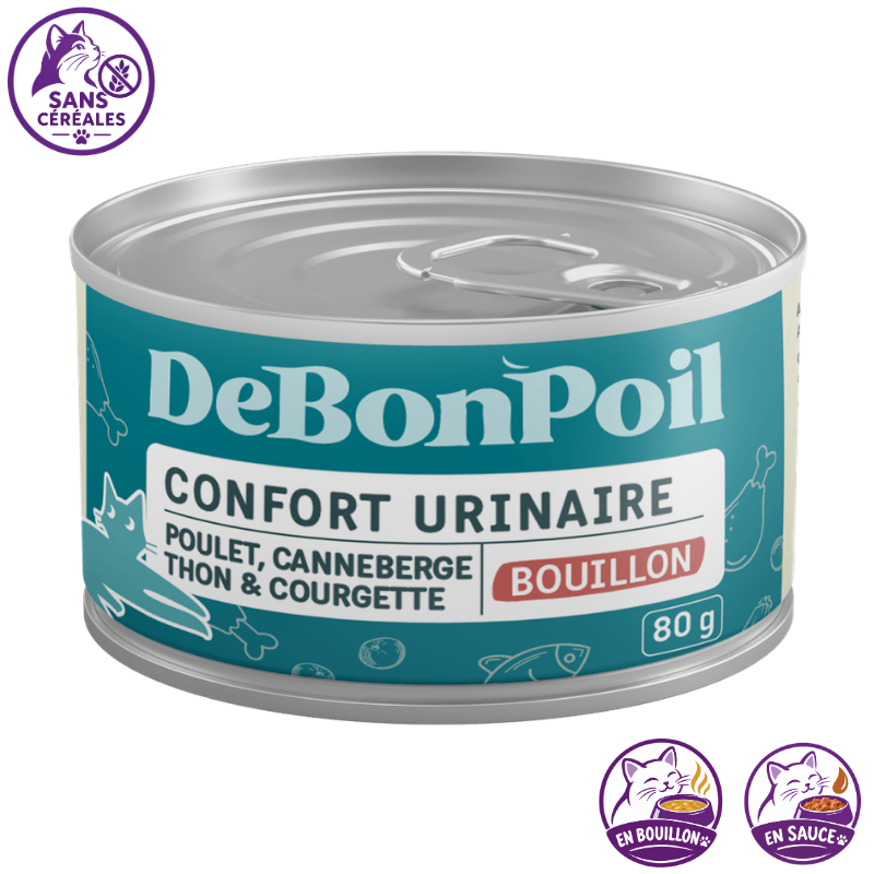 Debonpoil-confort-urinaire-en-bouillon-en-sauce-80-gr DeBonPoil – Pâtée Confort Urinaire pour Chat en Sauce ou en Bouillon – 80 g – Image 1